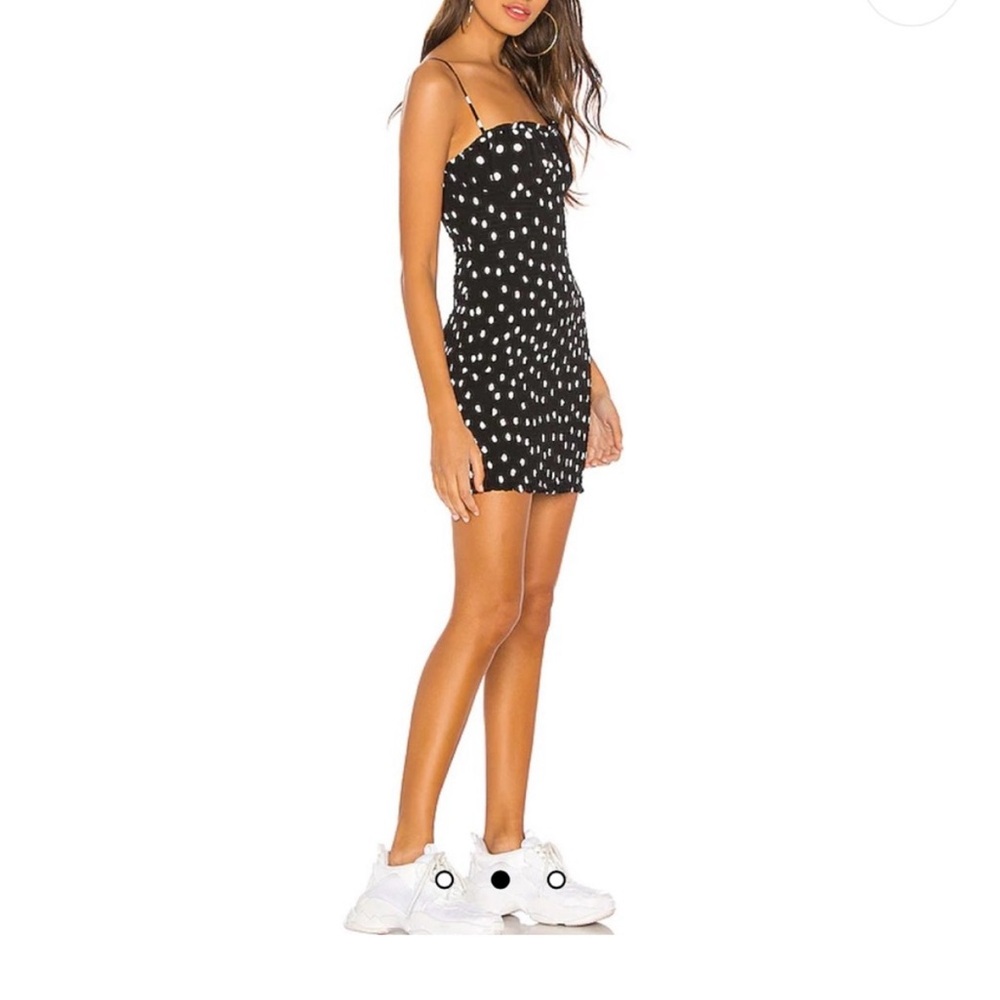 h:ours Black and White Spotted Mini Dress